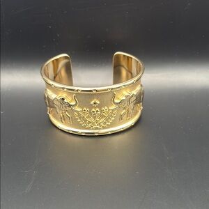 Gold Statement Cuff Bracelet with Intricate Pattern
